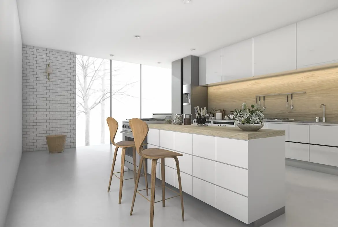 Helle moderne Küche mit funktionalem Grundriss